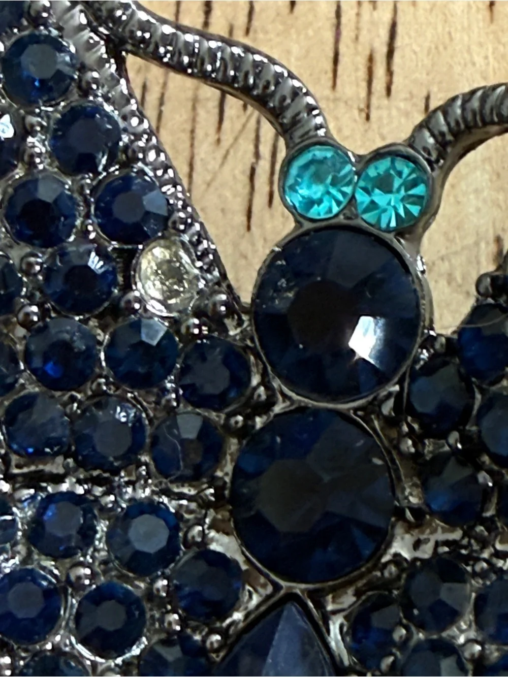 VTG Joan Rivers Blue/Multi Color Butterfly Swarovski  Crystal Brooch